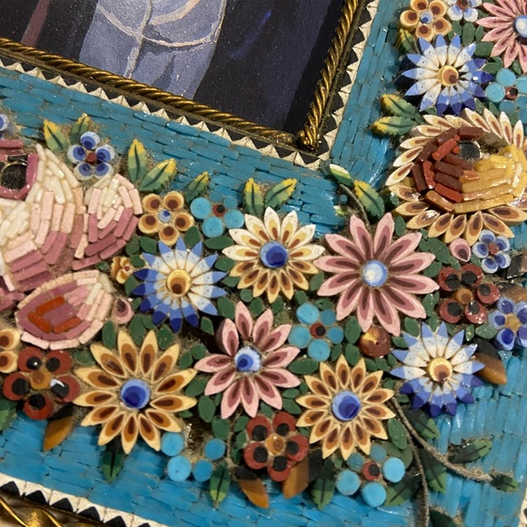 Rare Antique Victorian Italian Micro Mosaic Floral Photo Frame 1890s - Picture 6 of 7